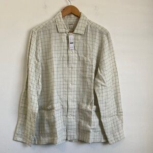 J. Crew Cream and Blue Plaid Casual Button Down Shirt